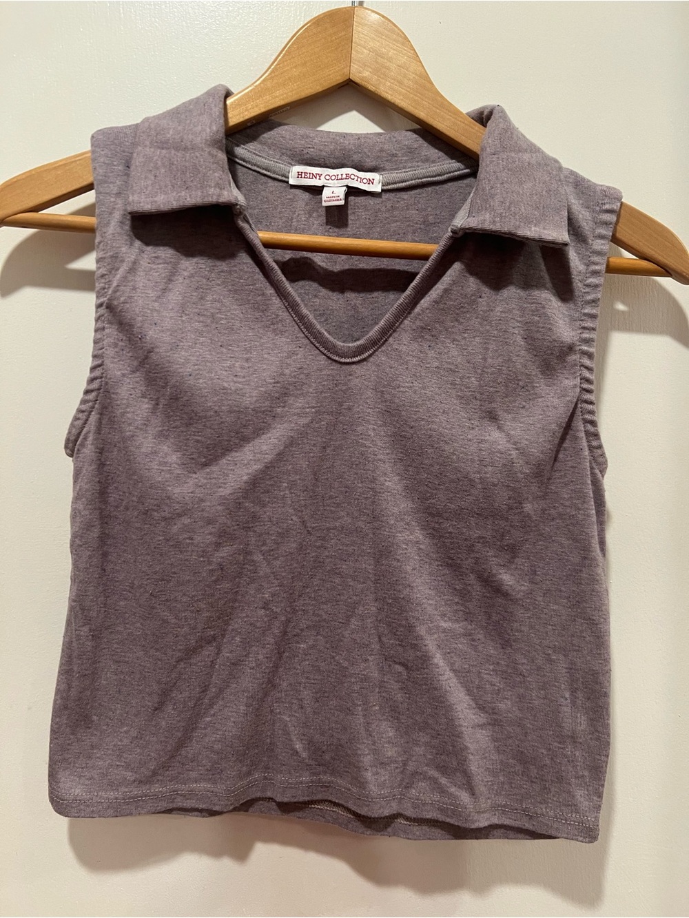 NY Collection Lavender V-Neck Polo Tank